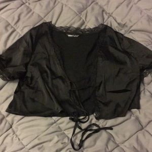 black laced tie shirt